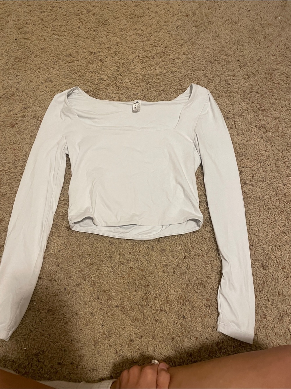 90 Degree By Reflex White Long-Sleeve Square Neck Crop Top